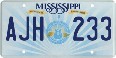 MS license plate AJH233
