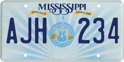 MS license plate AJH234