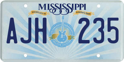 MS license plate AJH235