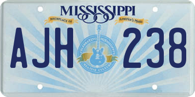 MS license plate AJH238