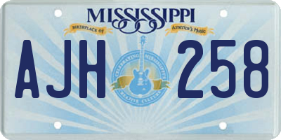 MS license plate AJH258