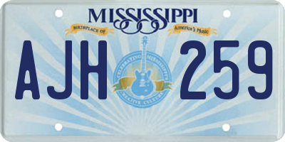 MS license plate AJH259