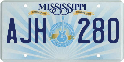 MS license plate AJH280