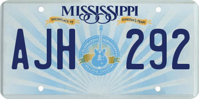MS license plate AJH292