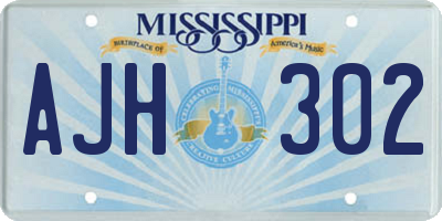 MS license plate AJH302