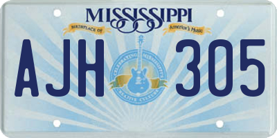 MS license plate AJH305