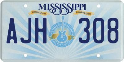 MS license plate AJH308