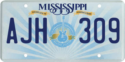 MS license plate AJH309