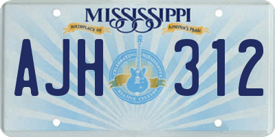 MS license plate AJH312