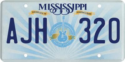 MS license plate AJH320