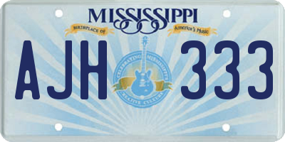 MS license plate AJH333