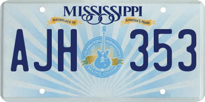 MS license plate AJH353