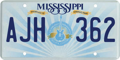 MS license plate AJH362