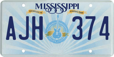 MS license plate AJH374