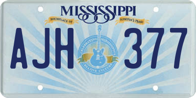 MS license plate AJH377