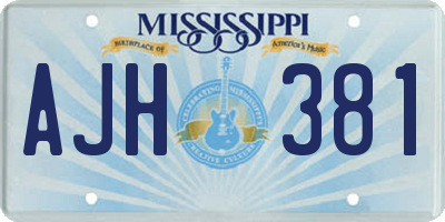 MS license plate AJH381