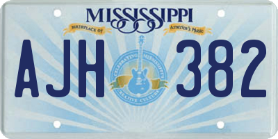 MS license plate AJH382
