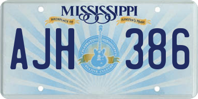 MS license plate AJH386