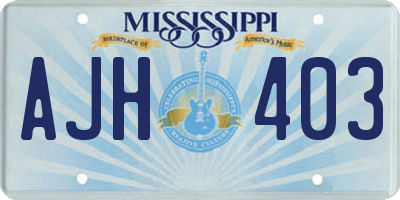 MS license plate AJH403