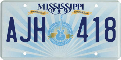 MS license plate AJH418