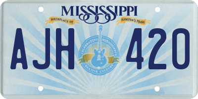 MS license plate AJH420