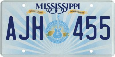 MS license plate AJH455