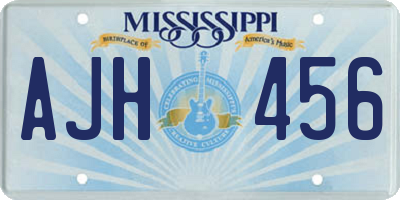 MS license plate AJH456