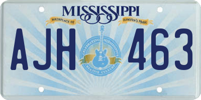 MS license plate AJH463