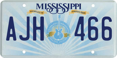 MS license plate AJH466