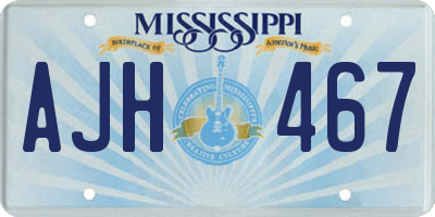MS license plate AJH467