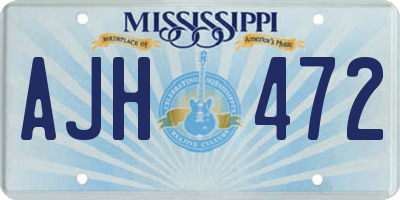 MS license plate AJH472