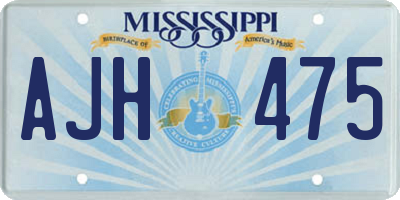 MS license plate AJH475