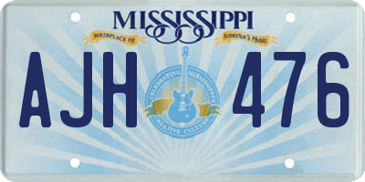 MS license plate AJH476