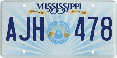 MS license plate AJH478