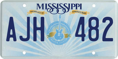 MS license plate AJH482