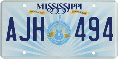 MS license plate AJH494