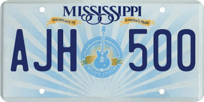 MS license plate AJH500