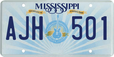 MS license plate AJH501