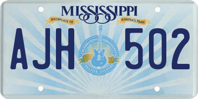 MS license plate AJH502