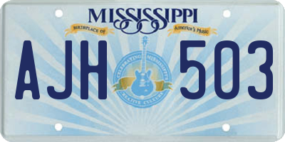 MS license plate AJH503