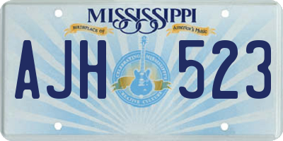 MS license plate AJH523