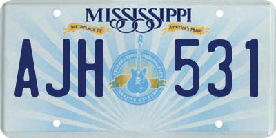 MS license plate AJH531