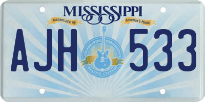 MS license plate AJH533