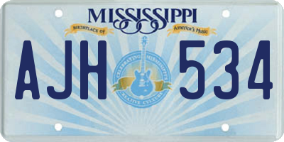 MS license plate AJH534