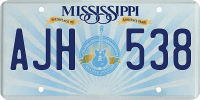 MS license plate AJH538