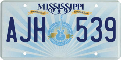 MS license plate AJH539