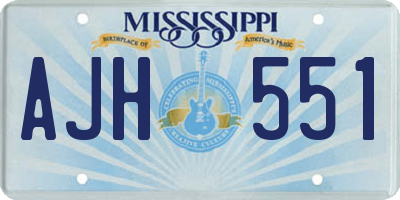 MS license plate AJH551