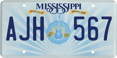 MS license plate AJH567
