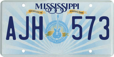 MS license plate AJH573