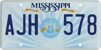 MS license plate AJH578